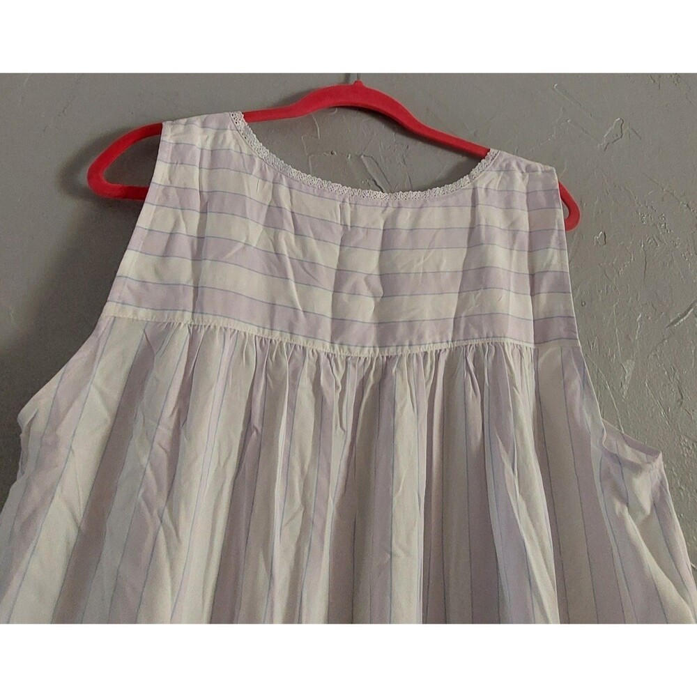 eileen west women's nightgown Chemise, Striped, Lace,heart Neck, Button, Size L, - Picture 5 of 7